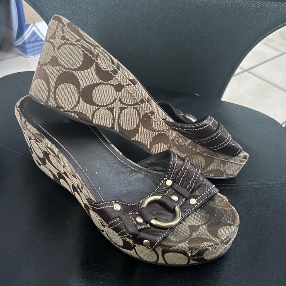 y2k coach wedge sandals